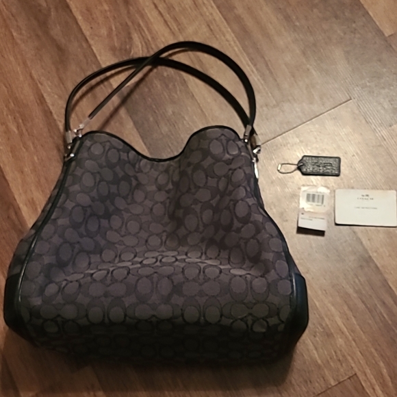 COACH Madison Phoebe Canvas, Large Trendy Leather, Triple compartment  HandBag - Picture 1 of 7